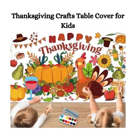 Thanksgiving Giant Coloring Page | Kids' Table Decor (72x30 inches) - Picture 3 of 7